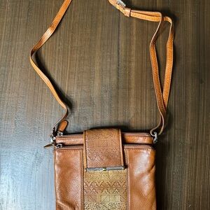 Brighton Acoma Leather Crossbody Organizer Shoulder Bag Purse